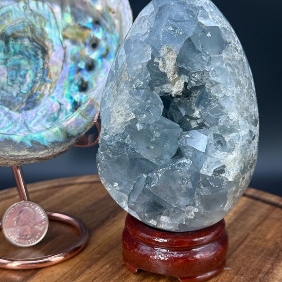 Celestite Egg Soothing Crystal Natural Blue Angelic Energy Inner Peace Meditatio - Picture 2 of 8